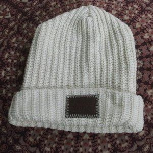 Love Your Melon Cream Ivory Ribbed Knit Cotton Cuffed Beanie Hat ~ one size